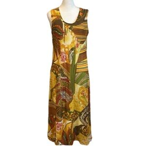 EY Boutique Vintage long sheath dress. Size XL. Sheer overlay with yellow lining